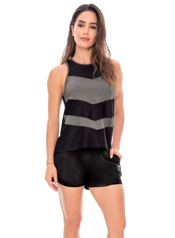 BLUSA DEPORTIVA MUJER POLIÉSTER CON CORTES EN MALLA TALLA ÚNICA REF 106523