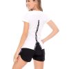 BLUSA DEPORTIVA MUJER POLIAMIDA CON ELÁSTICO EXPUESTO ESTAMPADO ABERTURA EN ESPALDA REF: 106963