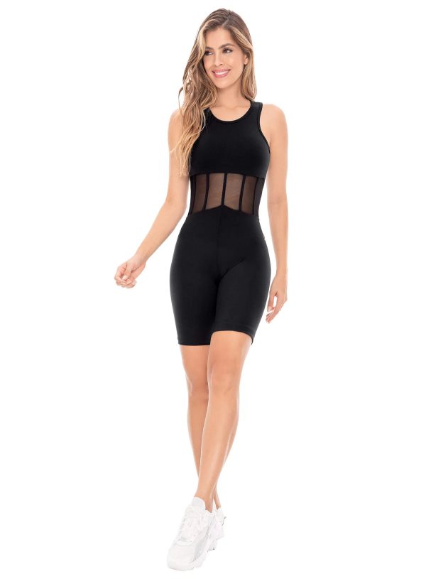 ENTERIZO DEPORTIVO MUJER CORTO TELA SUPPLEX CON CIERRE EN LA ESPALDA CORTES EN TELA SEMITRANSPARENTE TALLA ÚNICA REF: 107053 - Sabrinasport7