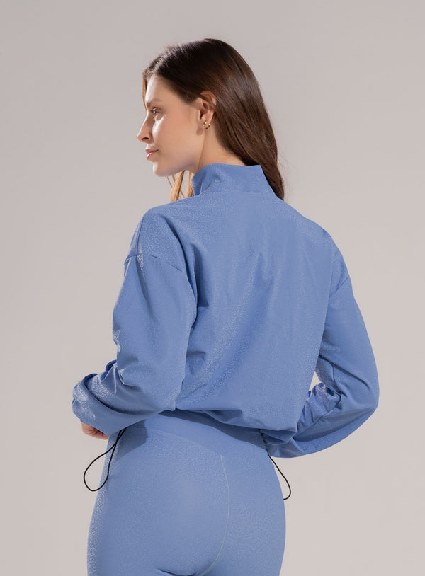 CHAQUETA DEPORTIVA EN TELA CON ACABADO BRILLANTE - 39 AZUL - 112323